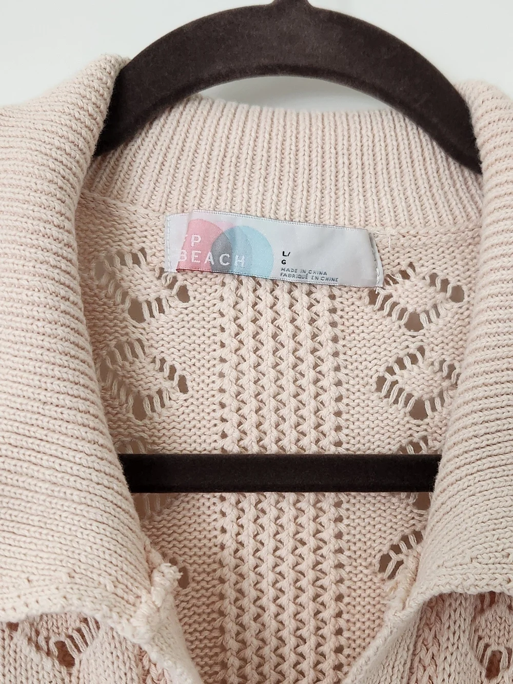 Free People Cream Open-Knit Button Cardigan